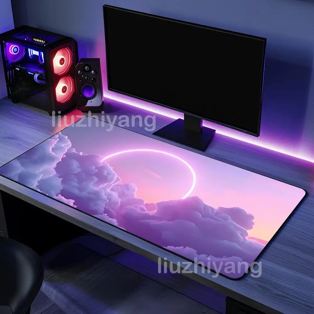 

Romantic Clouds Mouse Pad Large Computer Office Game Table Mat XXL Rubber Anti-slip Stitched Edges Keyboard Mats Long Desk Pads