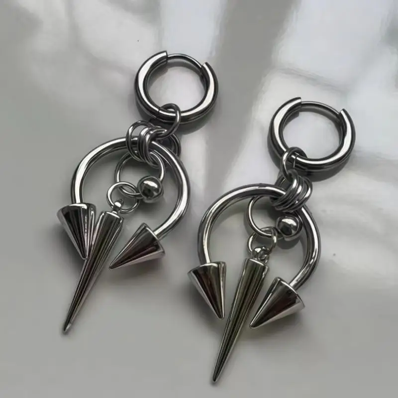 Punk Rivet Earrings For Women Korean Fashion Geometric Earrings Charms Goth Grunge Earrings Accessories Hip-hop Fashion Jewelry