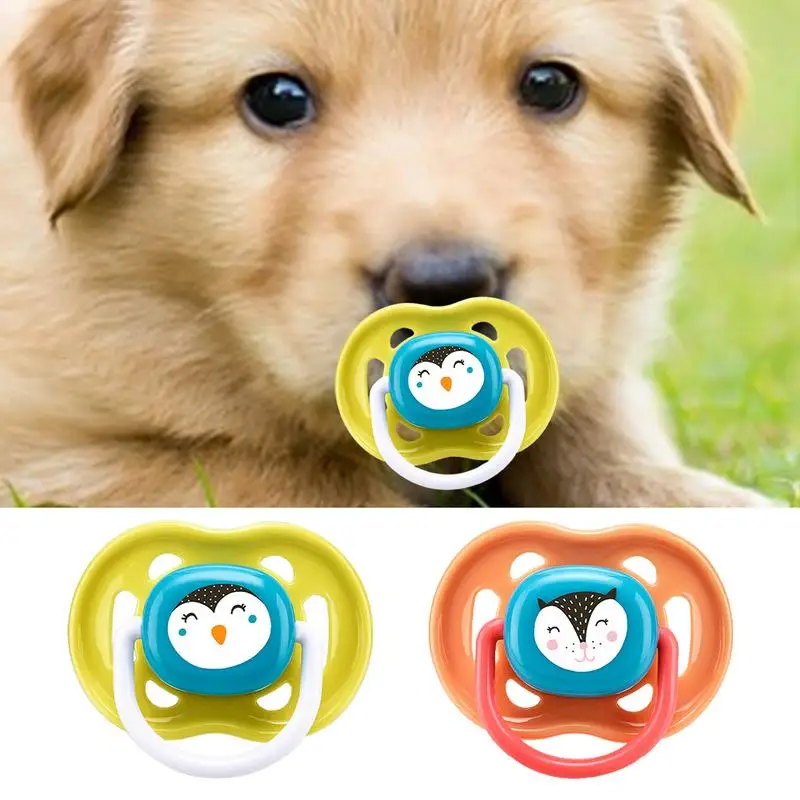 Pacifier Dog Toy Puppy Kitten Calming Pacifier Silicone Pet Puppy Molar Chewing Teeth Cleaning Toy Cartoon Puppy Teether Animal