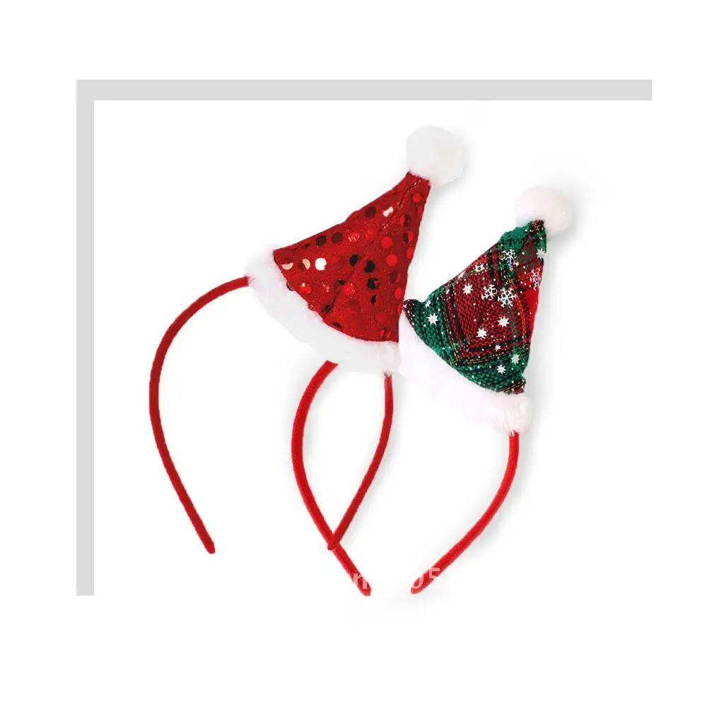 

Christmas decorations red bright face Christmas hat head hoop snowflake Christmas hat hairband