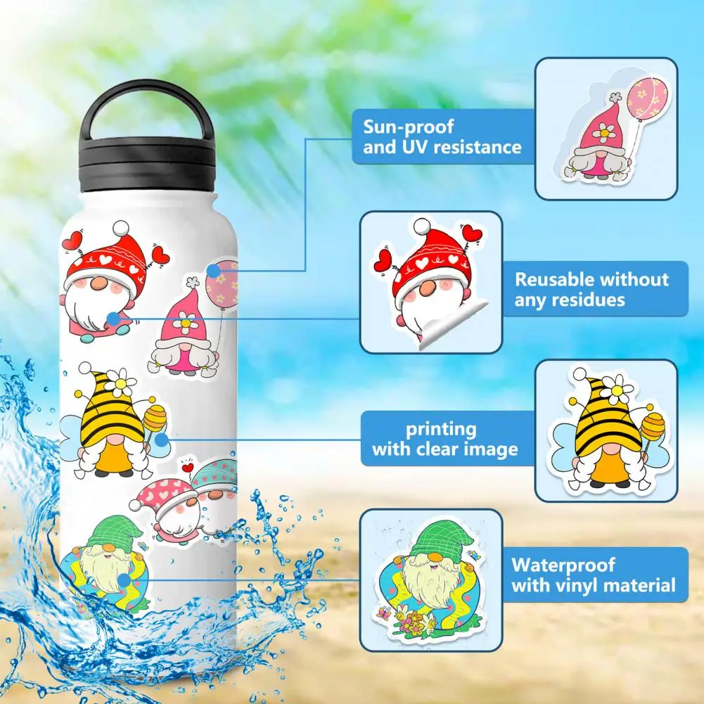 Waterproof Dwarf Sticker Cartoon Sticker Waterproof Gnome Stickers Fun Cartoon Dwarf Decals for Laptops Bottles for Parties