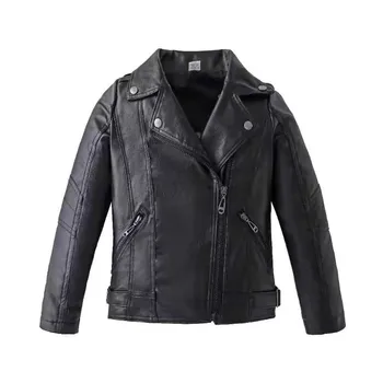 Boys Waterproof PU Leather Jacket 2 3 4 5 6 8 10 12 Years Spring Autumn Boys Leather Jacket Waterproof Zipper Fashion PU Children's Coat Birthday Gifts Kids Clothes 2