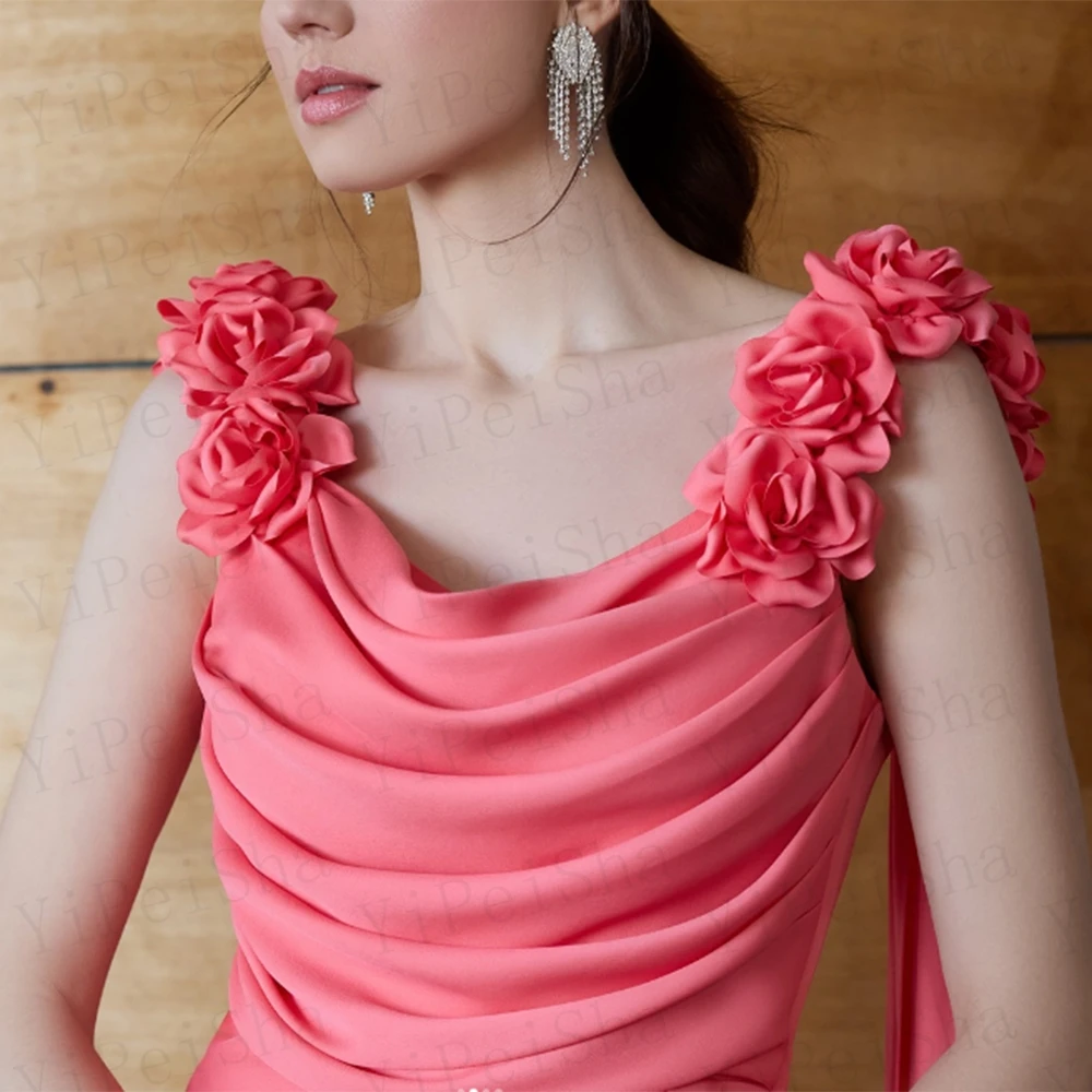 تخصيص ألف خط فساتين لحضور الحفلات الموسيقية طول الأرض الخامس الرقبة بلا أكمام ثوب مسائي بسيط ثنيات موضة الزهور الجانب سبليت ثوب الحفلات