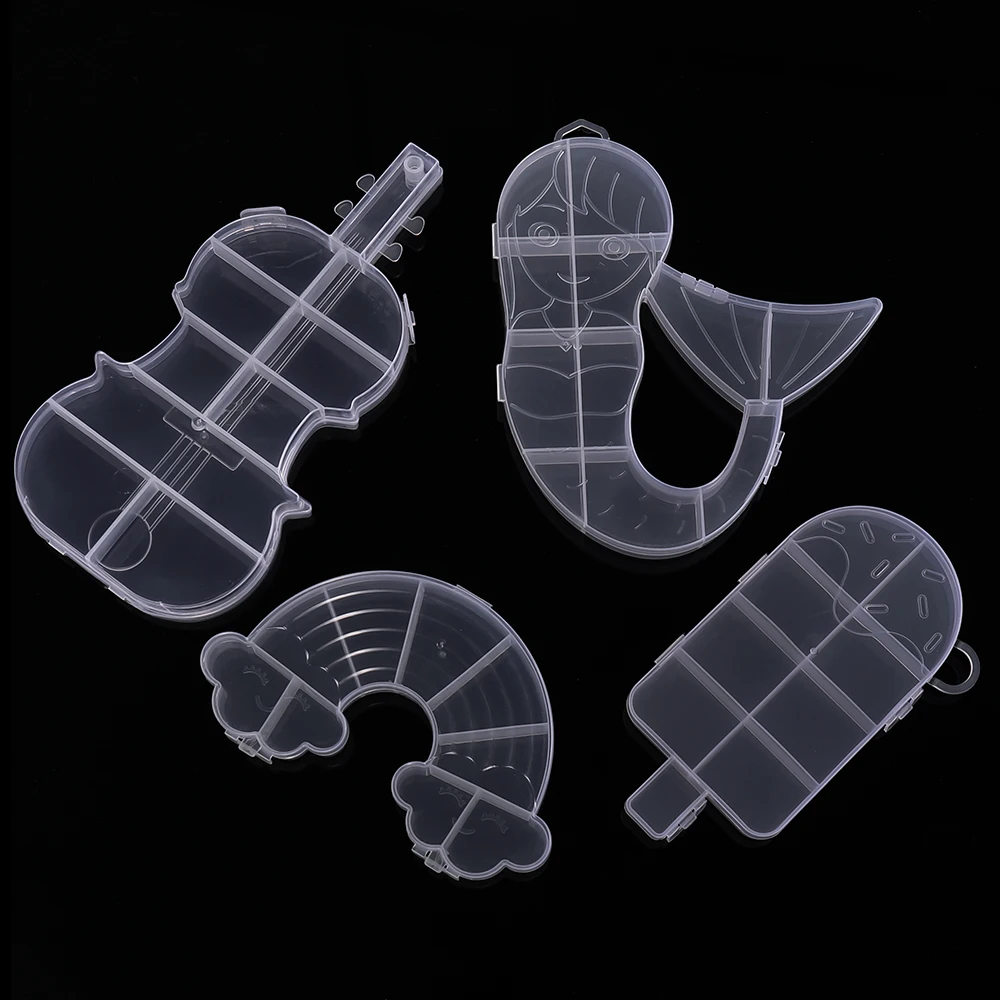 1 قطعة صندوق تخزين تقسيم بلاستيكي شفاف على شكل قلب شل صندوق كرتوني لتقوم بها بنفسك قلادة بها خرزات مجوهرات اكسسوارات مخزن