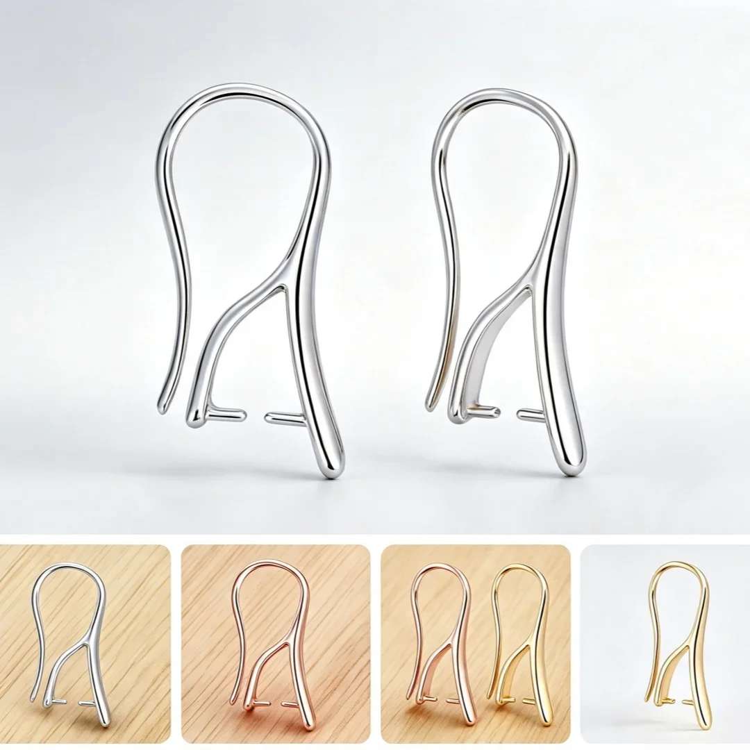 10/30Pcs White with Pinch Bails Golden Plated Brass French Ear Wires with Pendant Clasp for DIY Jewelry Earring Making Findings