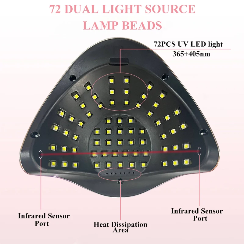 مصباح أظافر LED قوي للأشعة فوق البنفسجية لعلاج الأظافر، جميع طلاء الجل مع شاشة كبيرة، مصابيح تجفيف مانيكير احترافية، معدات الأظافر