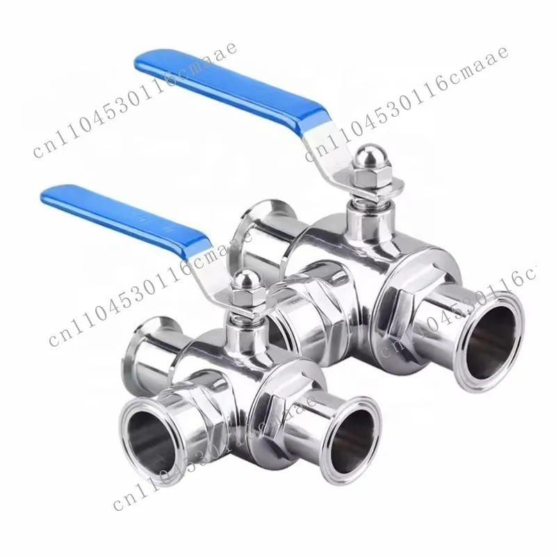 Sanitary Manual Three Way Ball Valves Stainless Steel 1.5