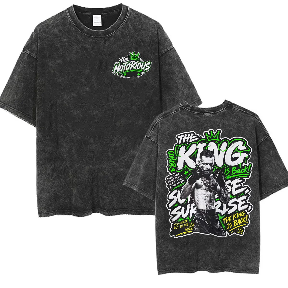 The Notorious Conor McGregor The King Washed T Shirts Men's Vintage Violence Aesthetic T-shirts Fashion Casual Oversized T Shirt