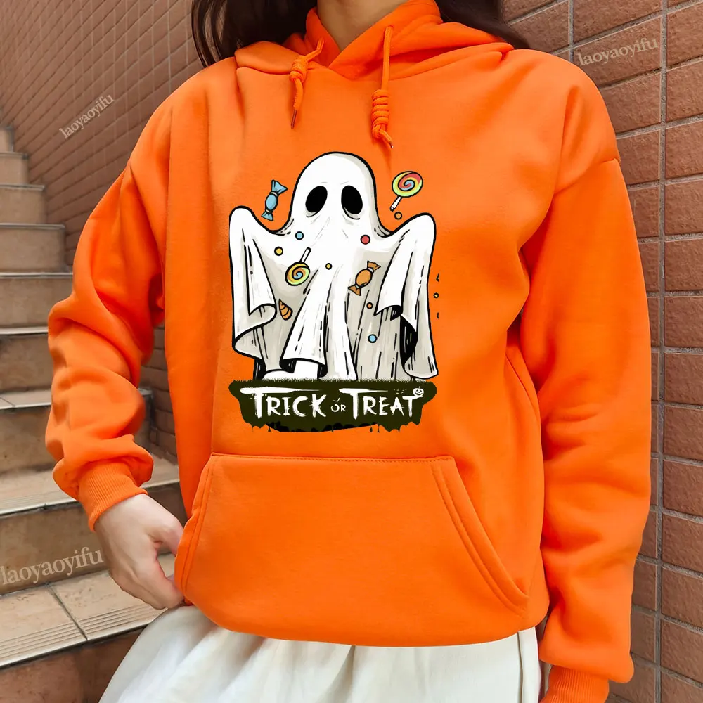 

Happy Halloween Trick Or Treat Ghost Boo Hoodies Woman Man Autumn And Winter Keep Warm Sweatshirt All Saints' Day Jack Lanterns