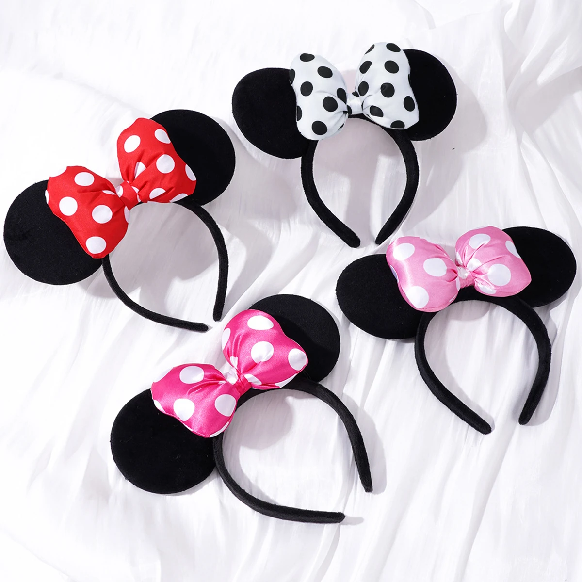 1 Stück Mausohren-Haarreif mit Polka-Dot-Satin-Schleife, Mini-Ohren-Haarband für Halloween, Geburtstagsfeier, Cosplay-Kostüm, Haaraccessoires – Detail 2