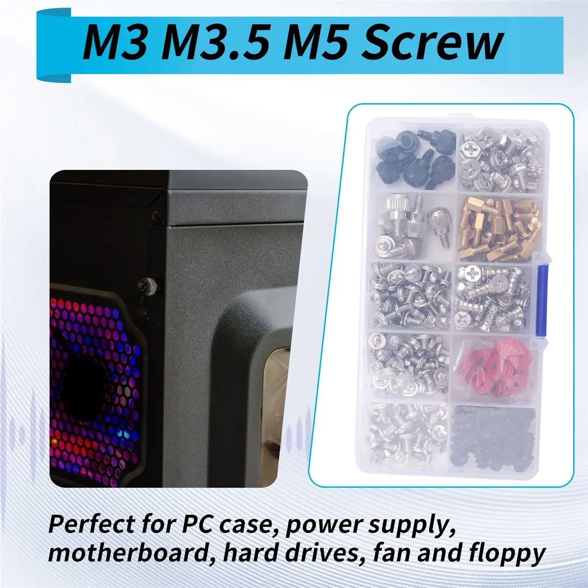 *A* 280PCS Computer Screw Standoffs Set Kit M3 M3.5 M5 Screw for Hard Drive Computer Case Motherboard Fan Power Image