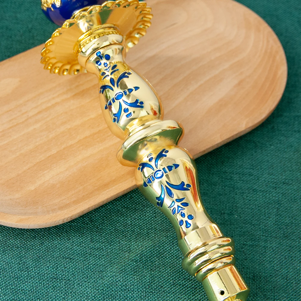 HTISOK Orthodoxer Handkerzenhalter, vergoldet, byzantinischer Stil, christlicher religiöser Ritual-Kerzenhalter für die Kirchenandacht – Detail 7