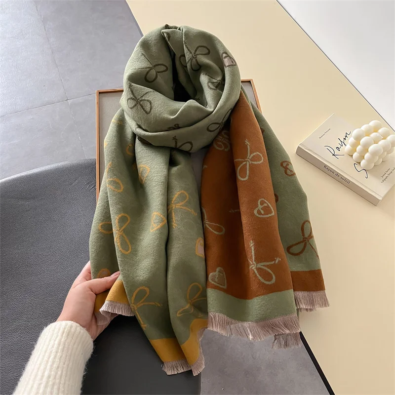 2024 moda spessa scialle avvolge donna sciarpa di cachemire inverno caldo collo sciarpe Bufanda Design morbida coperta Poncho Bandana Echarpe