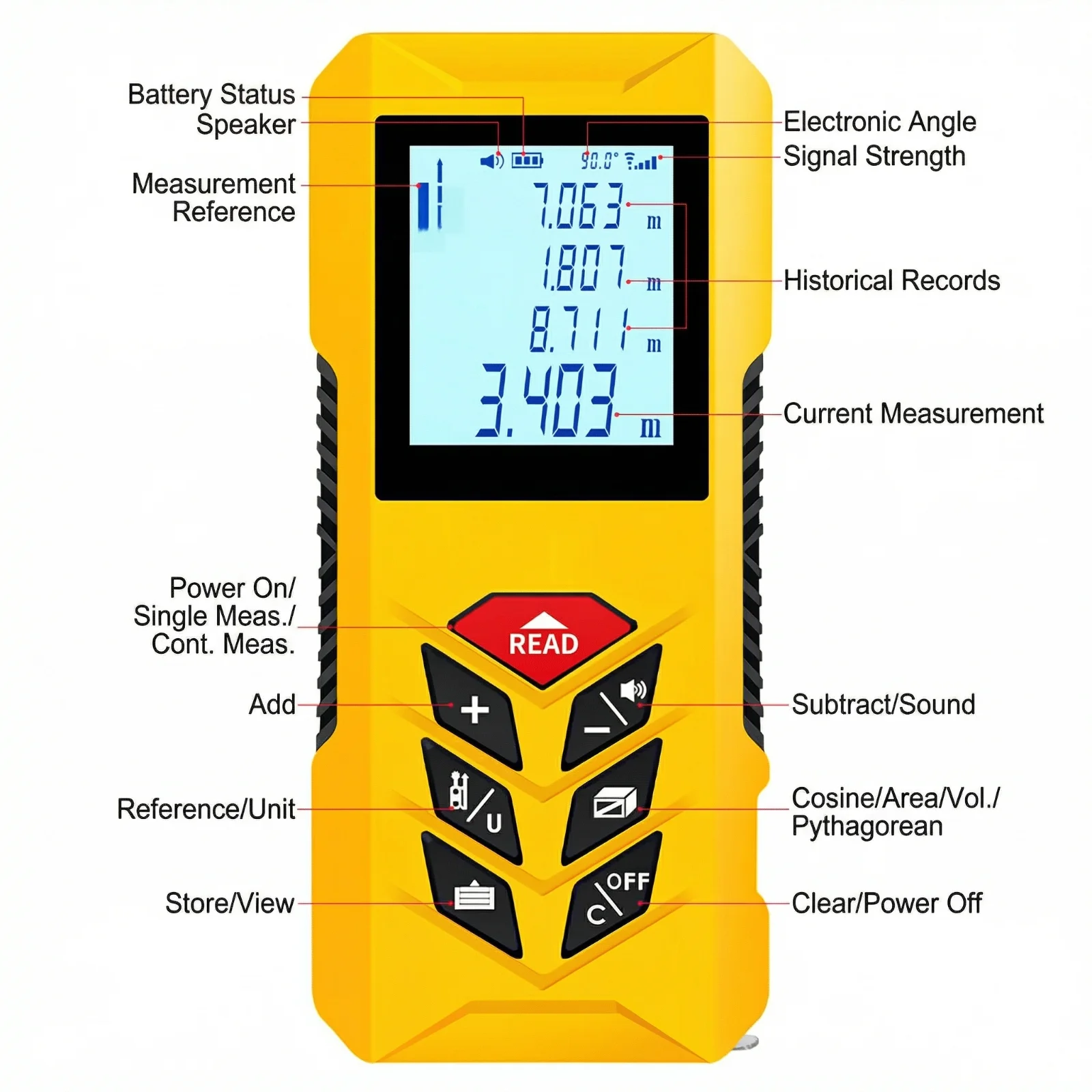 4-in-1 Laser Rangefinder Digital Tape Measure 50M/120M/150M High Precision Laser Distance Meter Digital Roulette Range Finders