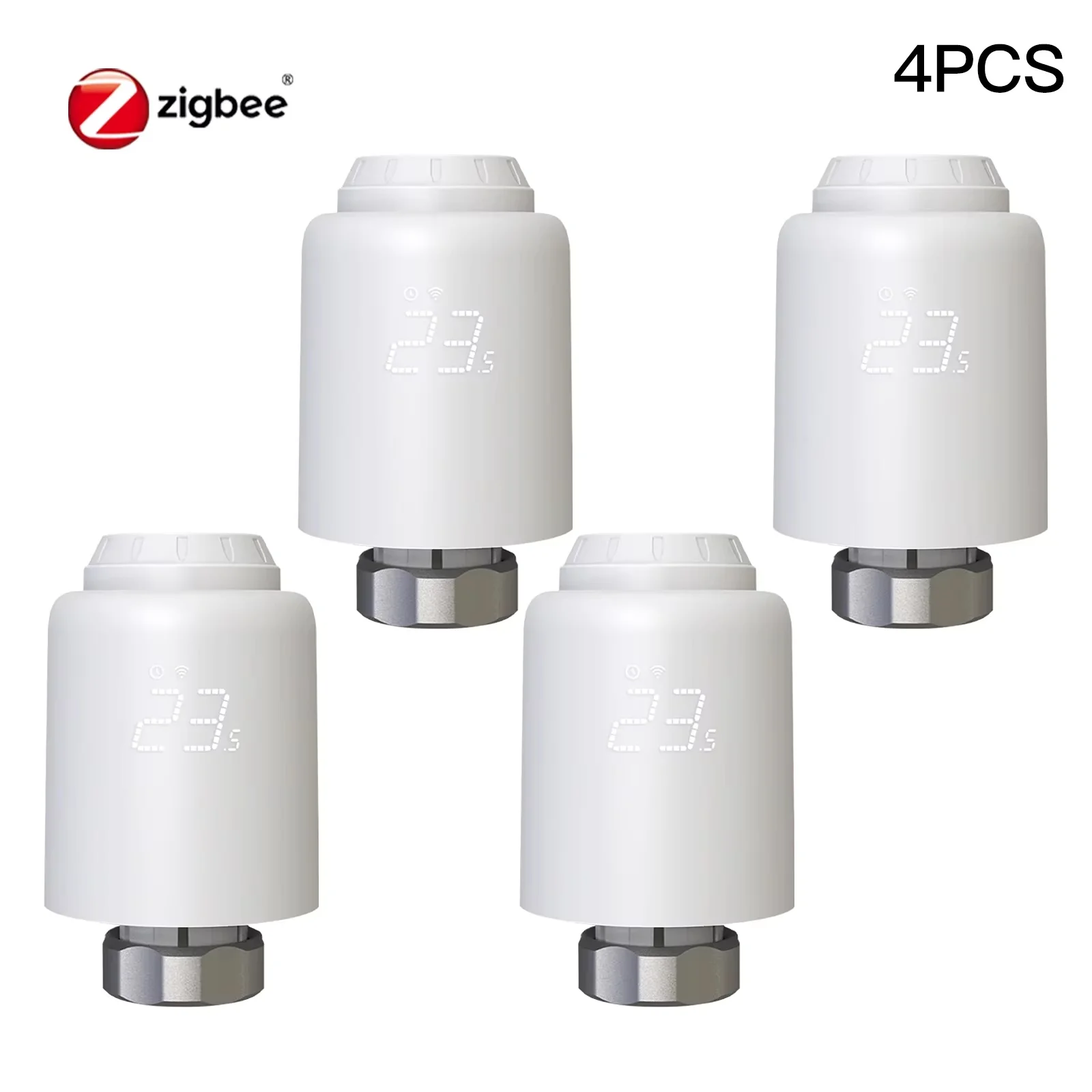MOES TRV Tuya ZigBee thermostatische radiatorventiel, SmartLife draadloze afstandsbediening, temperatuurregelaar voor verwarming, bedienbaar via Alexa.