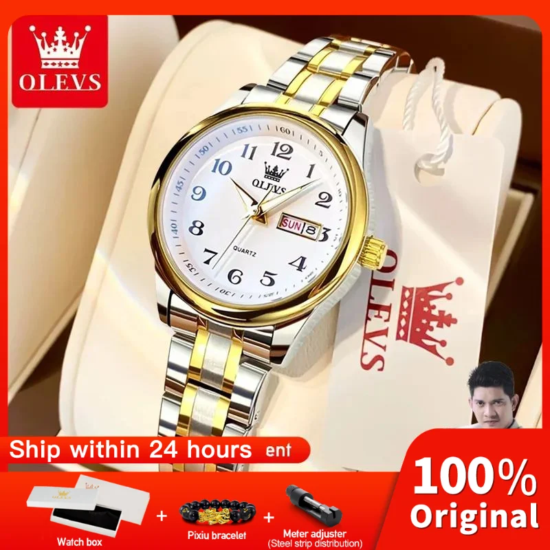 OLEVS 5567 Women Watch Original Watches For Women  Stainless Steel Quartz Wristwatch Gifts For Women Reloj Waterproof Luminous