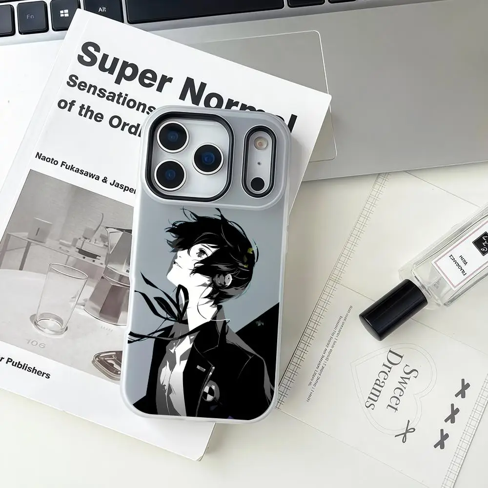 

Game P-Persona Phone Case For IPhone 16 17 Pro Max Air Plus Large-aperture Jelly Double-layer Frosted Phone Case