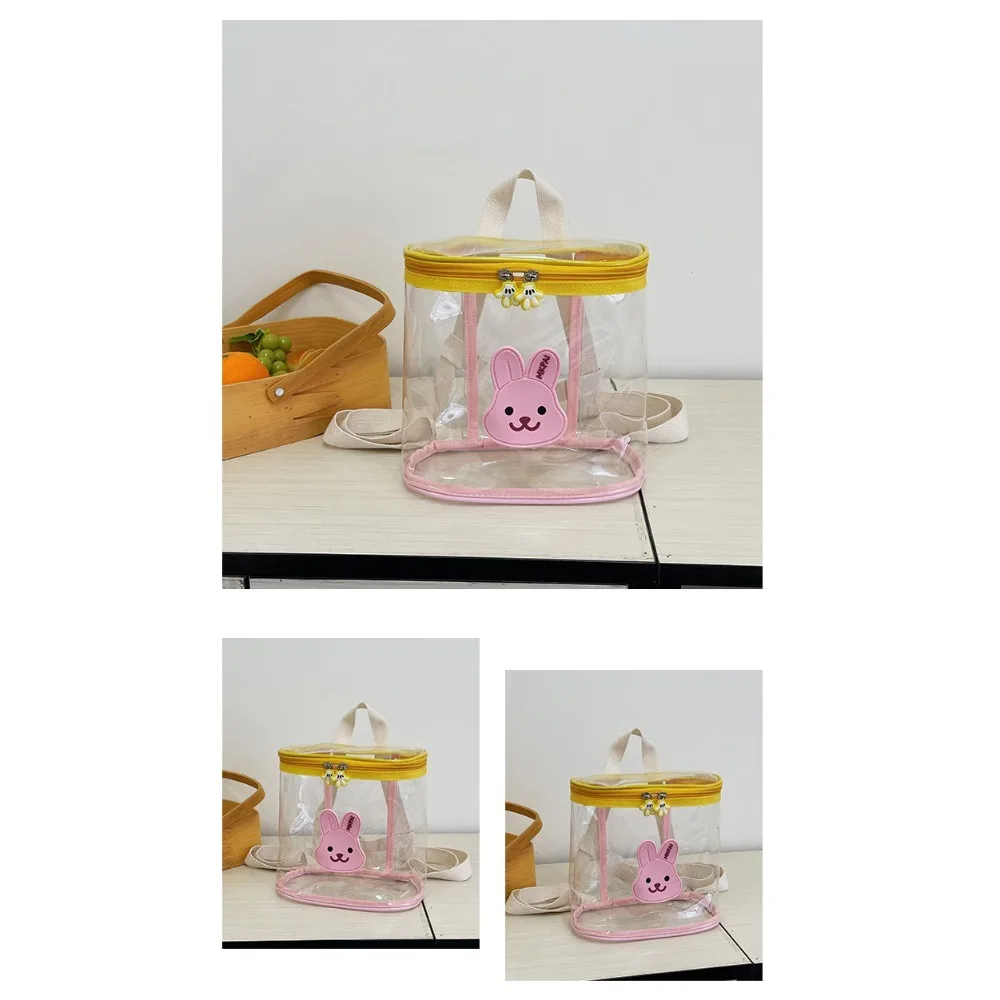 Anti-skid Transparent Kids Backpacks Zipper Bunny Cartoon Waterproof Backpack Bear Cartoon Beach PVC Organizer Bag Children