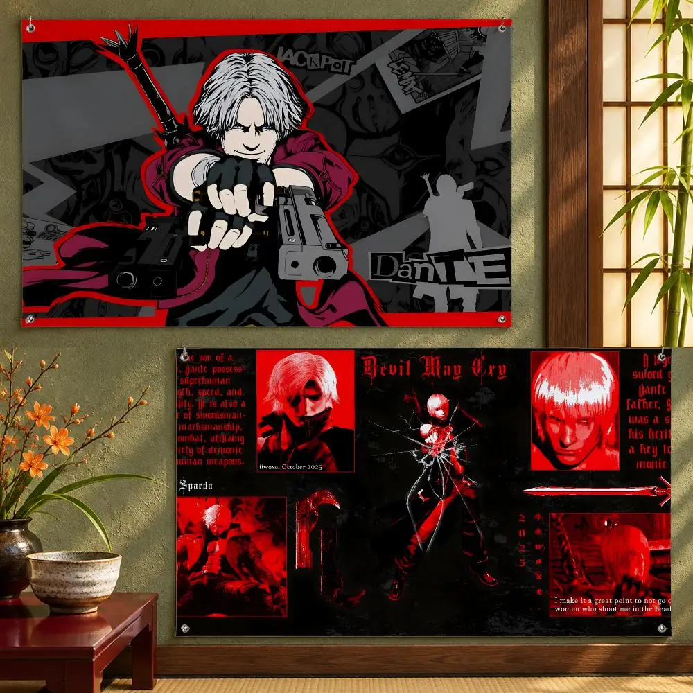 Devil May Cry Dante Flags Wall Hanging With 4 Grommets For Bedroom Dorm Room Garden Party