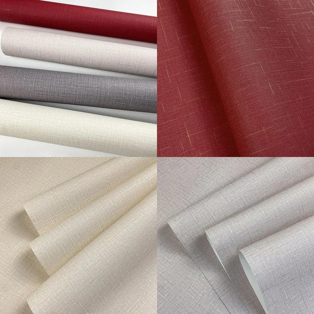 

Simple Solid Color PVC Modern Fabric Texture Wallpaper for Living Room Bedroom Waterproof and Versatile Home Decor Background