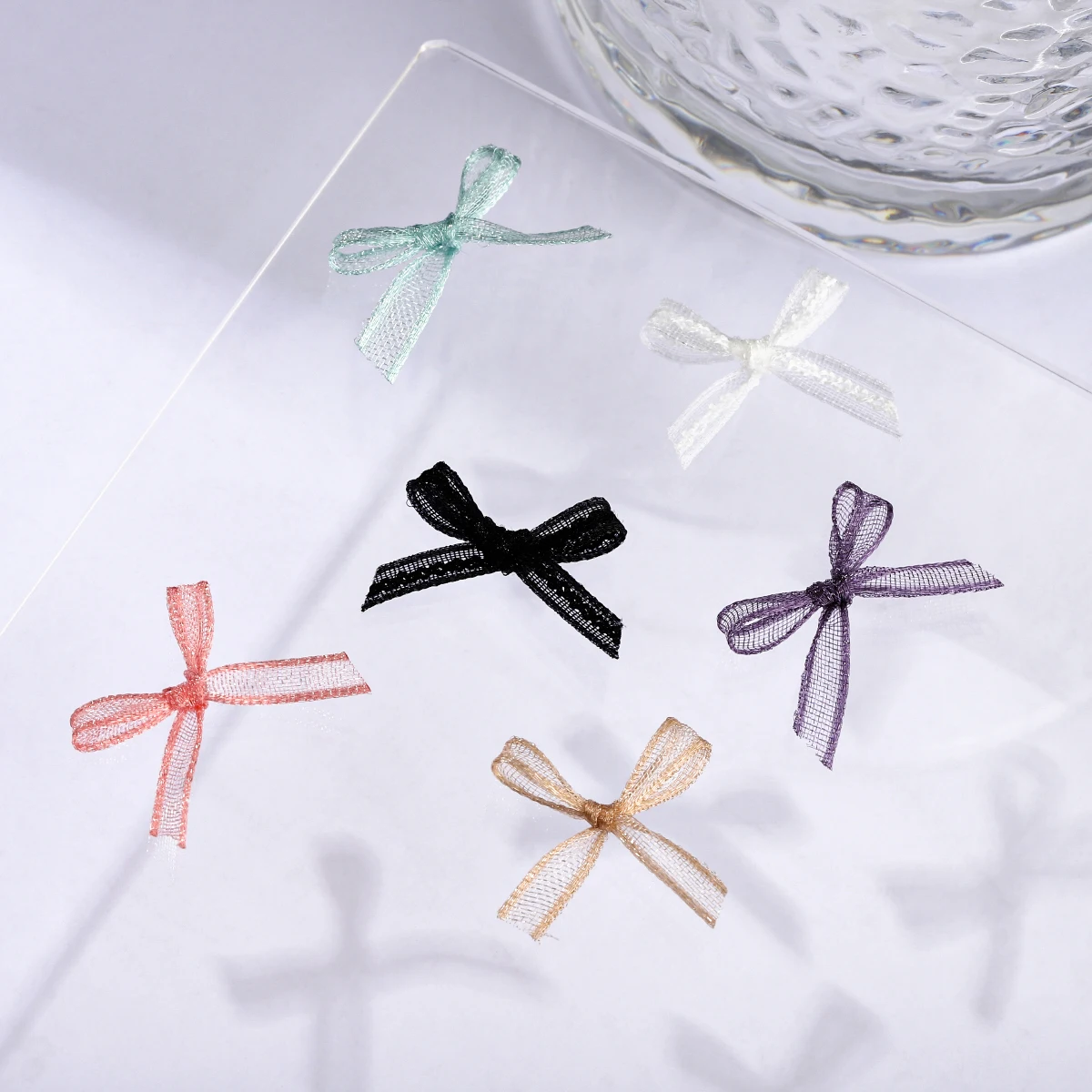 50 pcs Japanese ins wind lace nail bow ornaments organza ribbon bow finished diy stereo ribbon nail decoration accessories