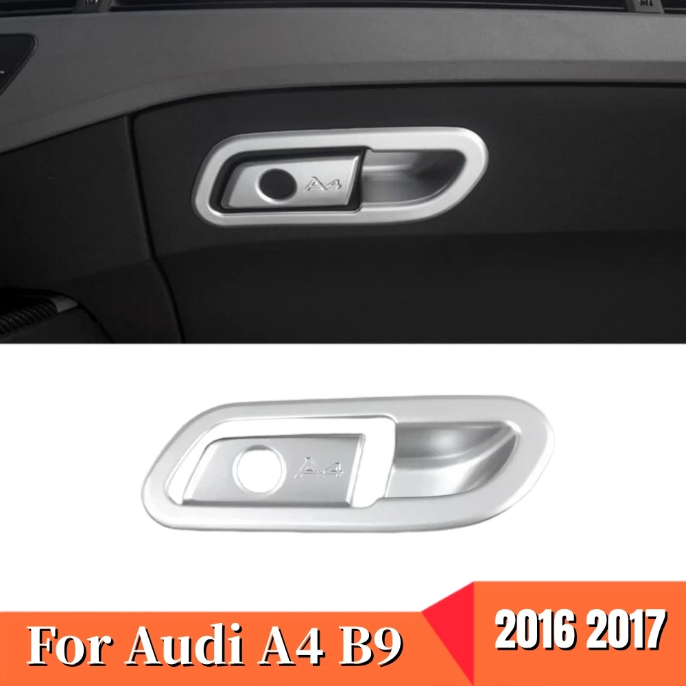 

For Audi A4 B9 2016 2017 Car copilot glove Box handle bowl frame Panel Sequins Cover Trims ABS Matte Styling Accessories 2pcs