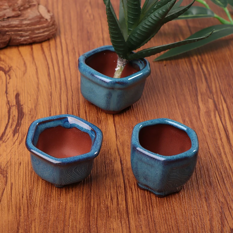 Mini Plant Pots Flower Pot With Holes Garden Chinese Style Bonsai Flowerpot Purple Sand Craft Plant Pot Planter Home Decoration