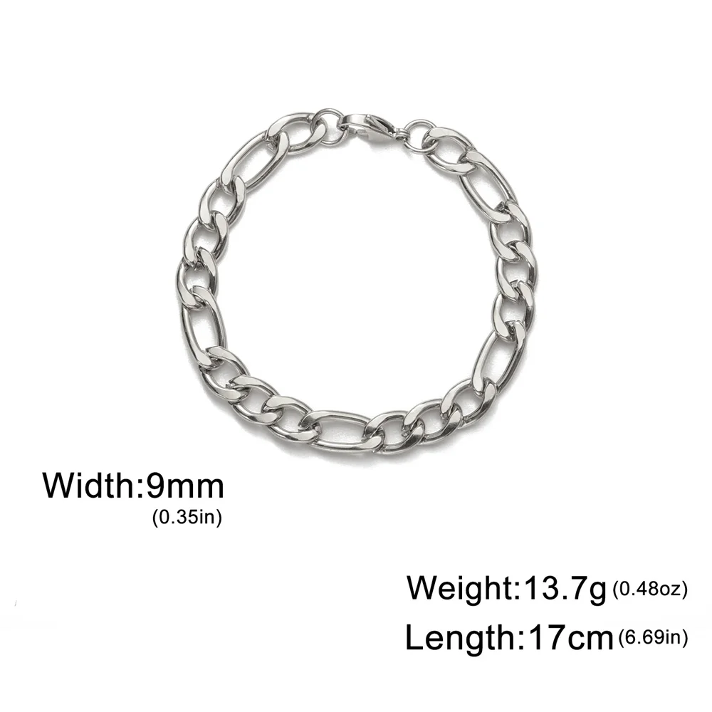 My Shape Mode kubanische Kette Männer Armband Edelstahl 3//9mm Breite Kette Armbänder Figaro Kette Junge Handgelenk Schmuck Paar