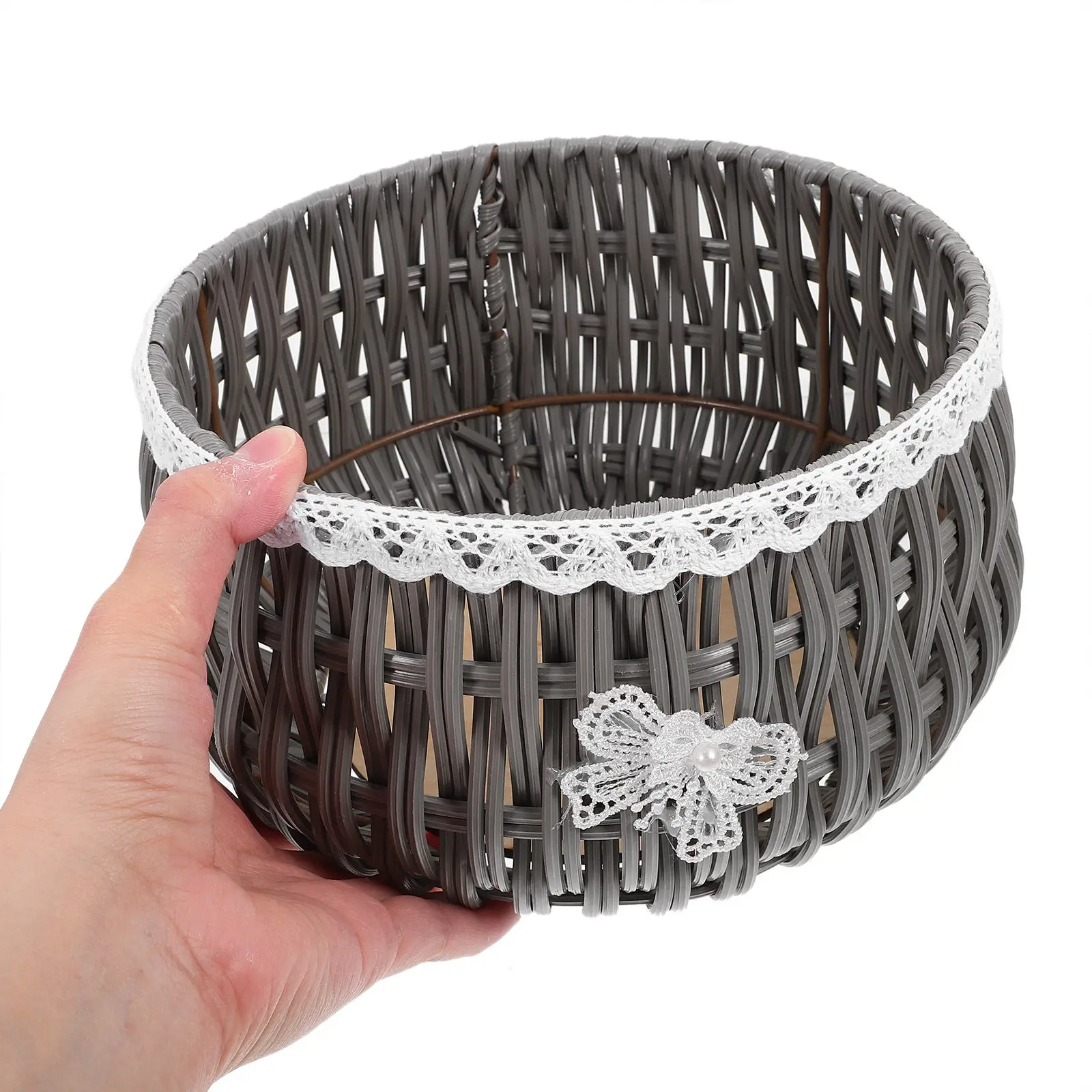 Woven Plant Basket Rustic Handmade Flower Pot Cover Multiuse Storage Planter for Indoor Outdoor Decor