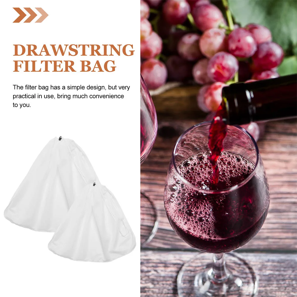 

2Pcs Juice Brew Filter Bags Reusable Mesh Straining Bag Drawstring Brew Bags Polyester Wine Filter for Juice Brewing Cooking
