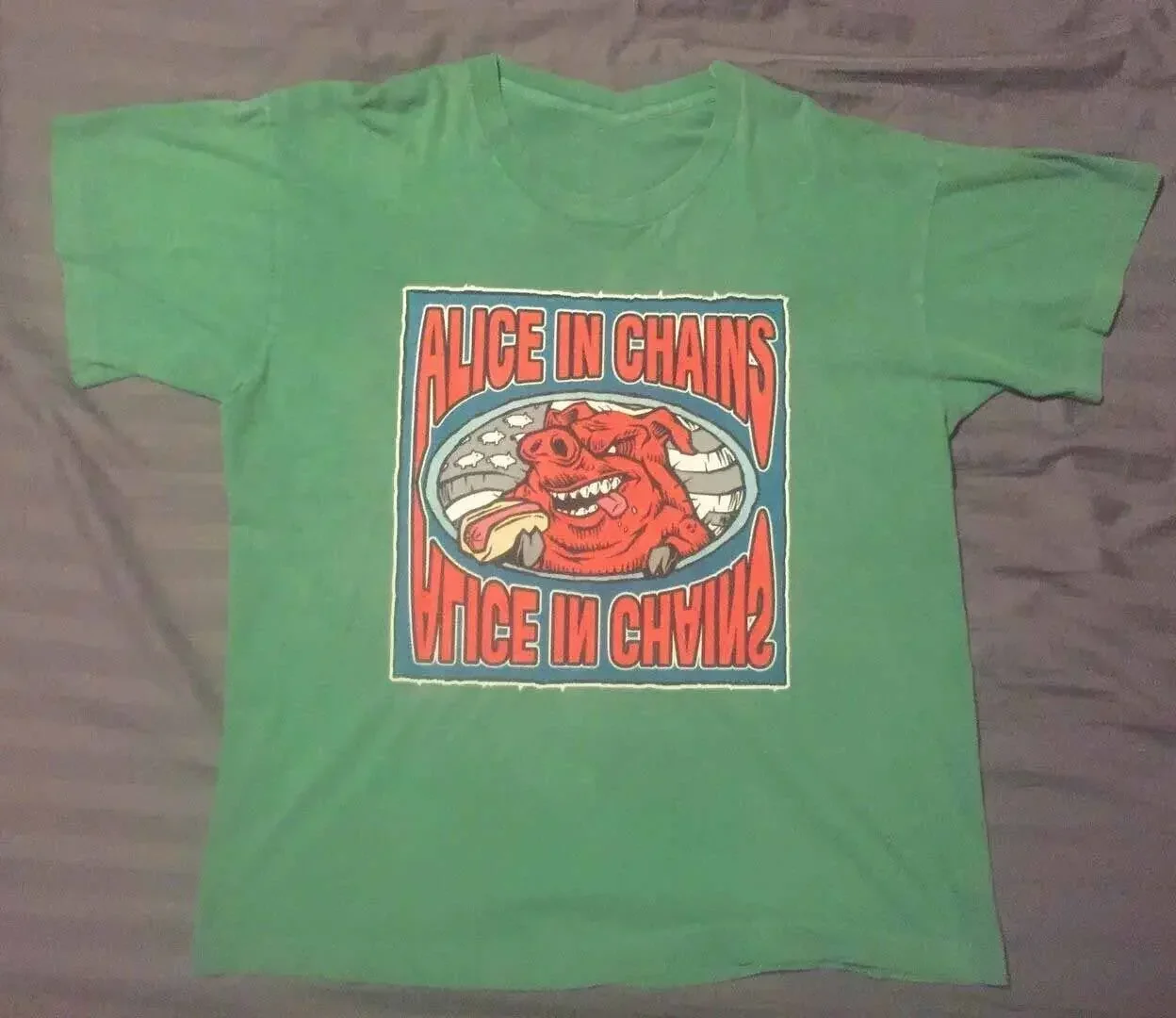 ALICE IN CHAINS CONCERT A PIG 1996 Shirt 1 side Green Unisex S-5XL LI982