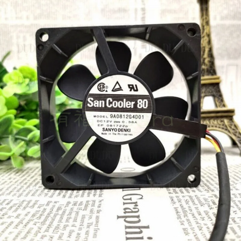 

DD for SANYO 9A0812G4D01 8025 DC 12V 0.38A 8CM cooling fan