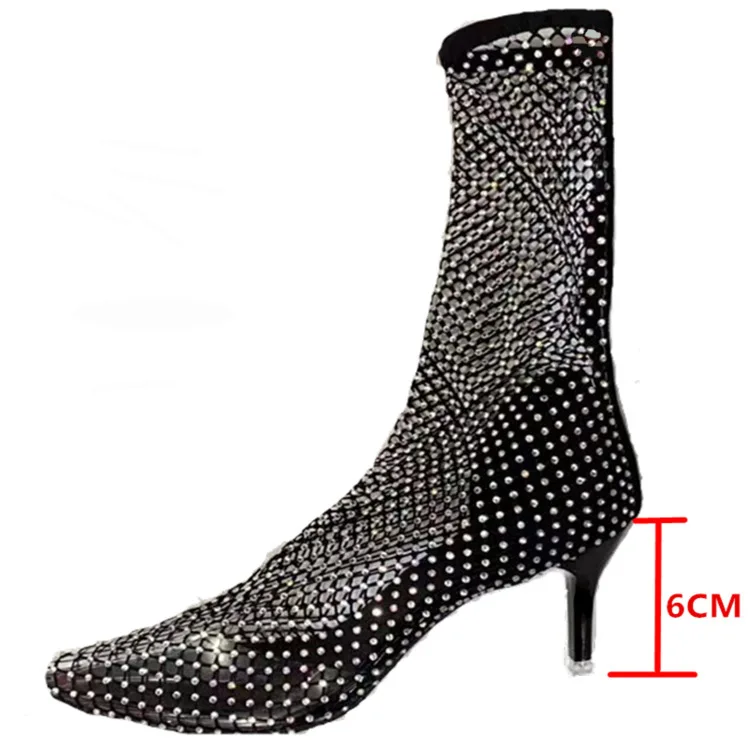 Seksowne buty damskie buty z kryształkami 2023 Ladies Party fashion na buty do kolan damskie wysokie obcasy Rhinestone buty do uda Woman