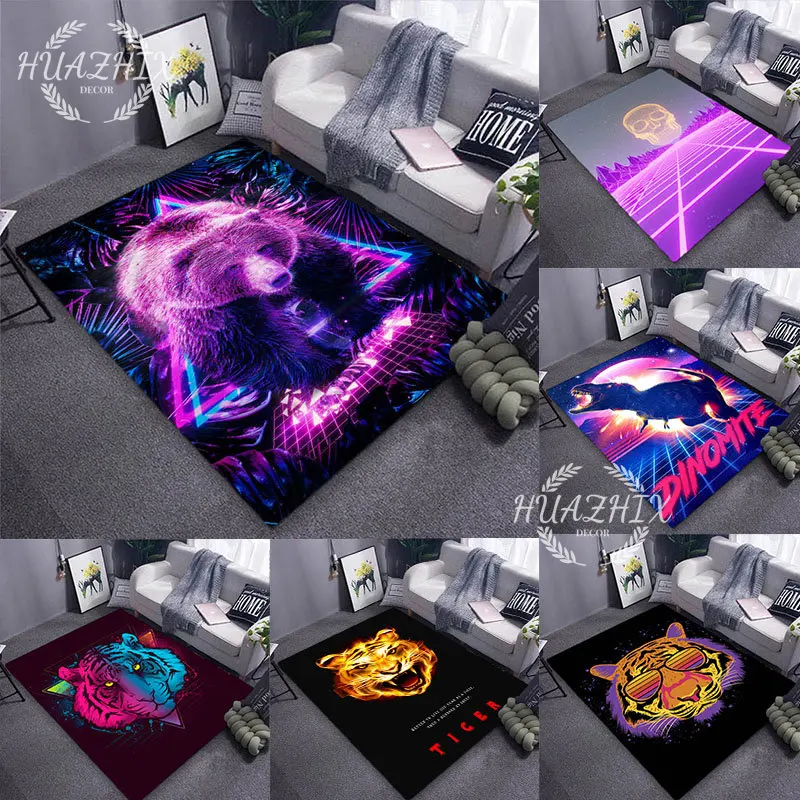 

5D Bear Tiger Carpet Painting Animal Futuristic Rug Design Mats Hot Sale Kitchen Bathroom Floor Waterproof Carpets New Year Gift