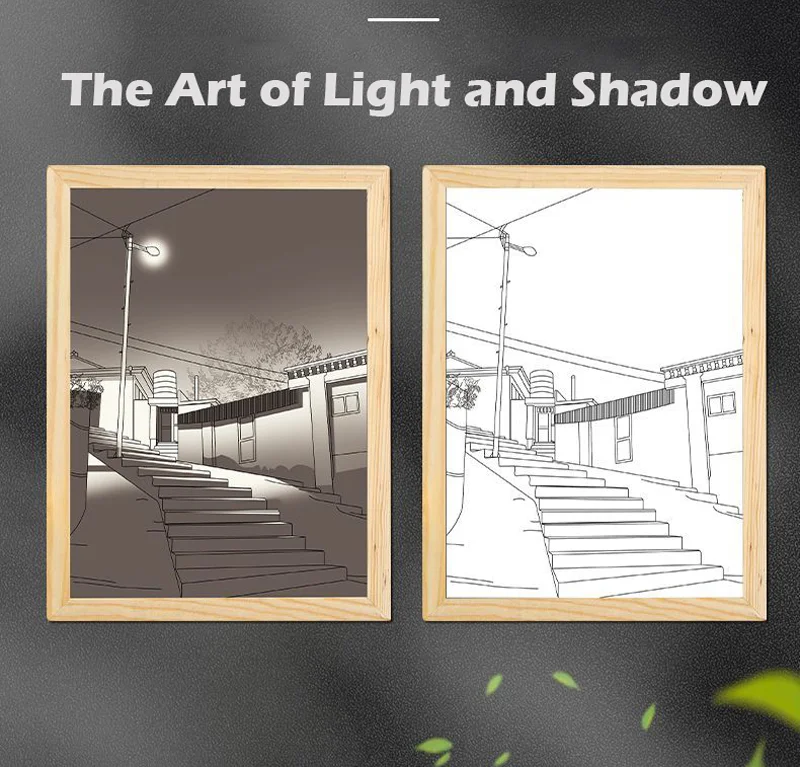 Creativity Night Light Simulation Gift Sunset Mood Photo Frame Lamp INS Anime Painting Led Lights Decoration Lighting