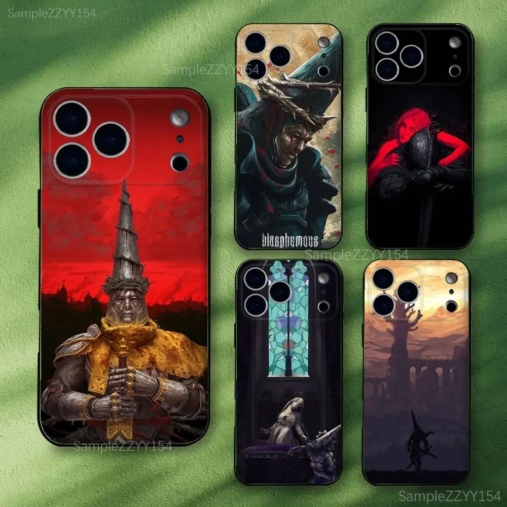 

Game B-Blasphemous Panitent Phone Case For iPhone 17,16,15,14,13,12,Pro,Max,Plus,E,SE4,Air,Mini Black Soft Funda