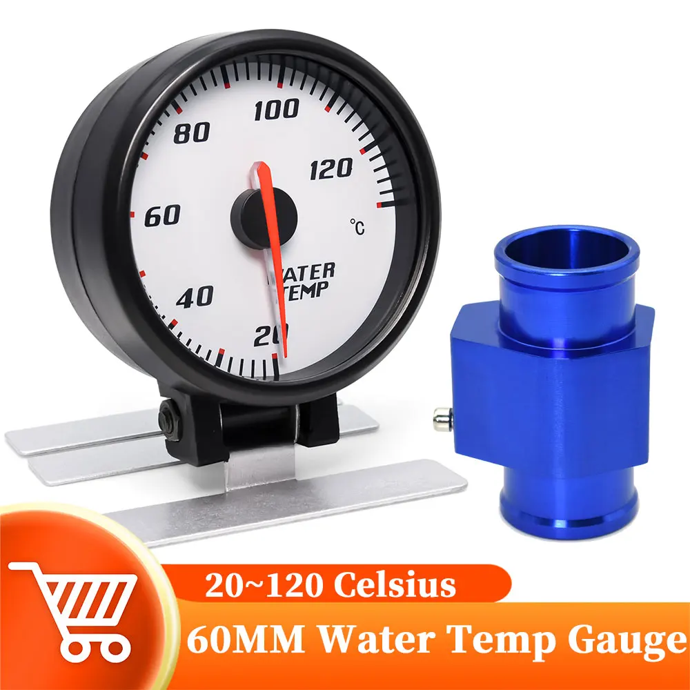

Universal 60mm Water Temperature Gauge With 1/8 NPT 10mm Water Temp Sensor 20~130 Celsius Holder Cup For Car Racing 12V