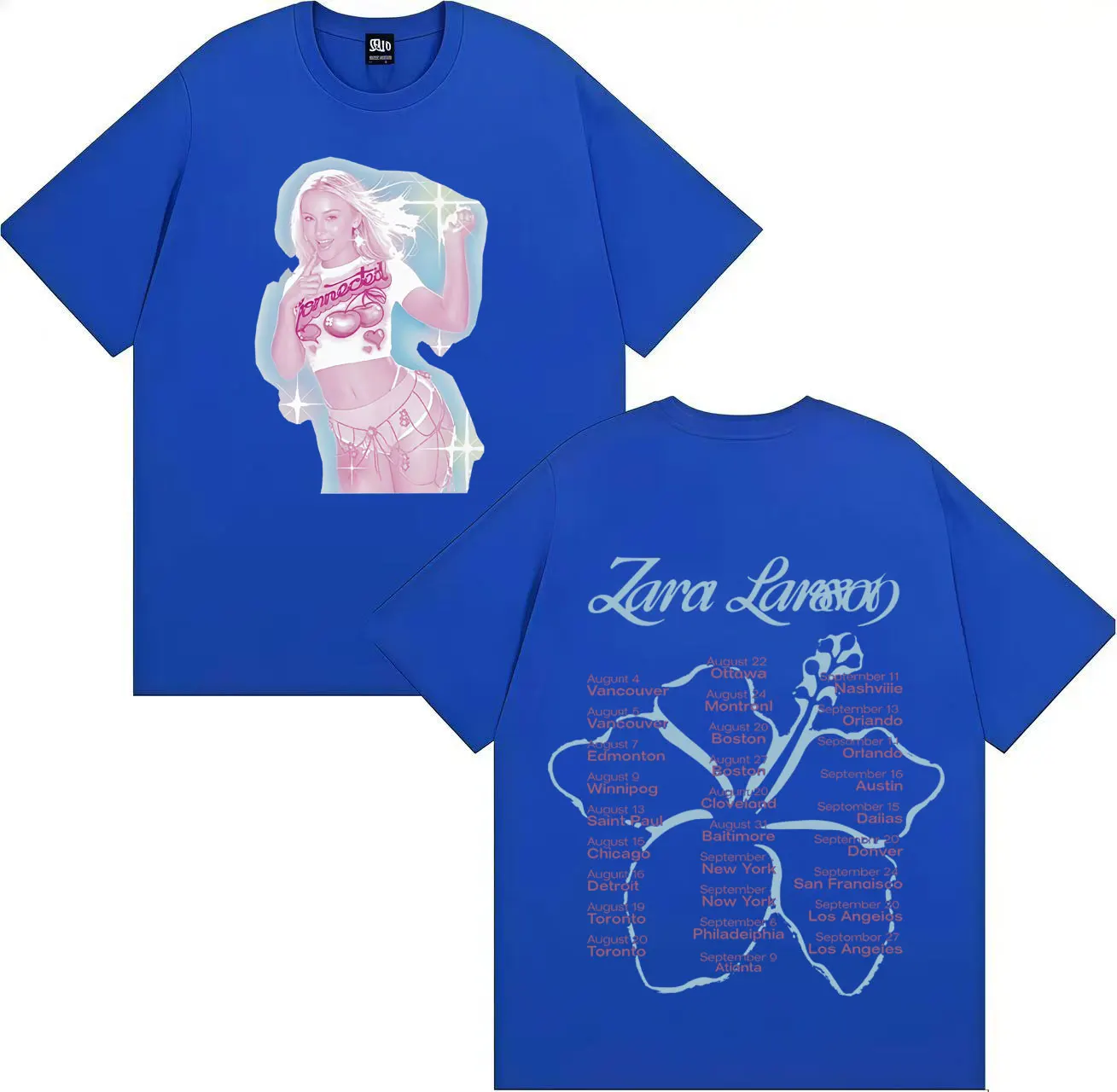 نمط جديد المغني Zara Larsson-Sparkle Date تي شيرت 2025 الصيف المتضخم تي شيرت كم النساء الرجال عادية الجولة الرقبة الموسيقى المحملة #5