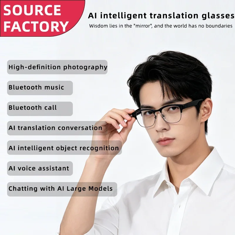 800W HD Pixel Smart Glasses Men Women AI Recognition Multi Language Translate WIFI Video Record Bluetooth Call Audio Sunglasses