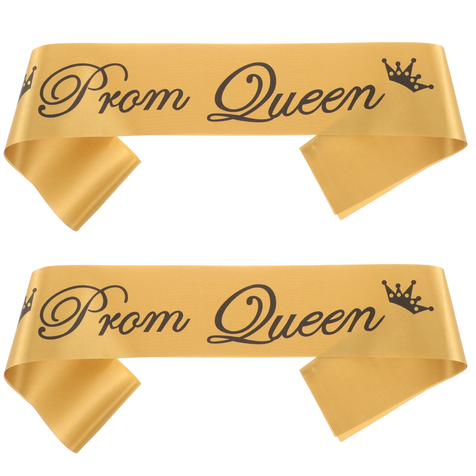 

2Pcs Golden Ribbon Etiquette Shoulder Strap Prom Party Accessories Sturdy Cloth Material Fashionable Precise Cutting