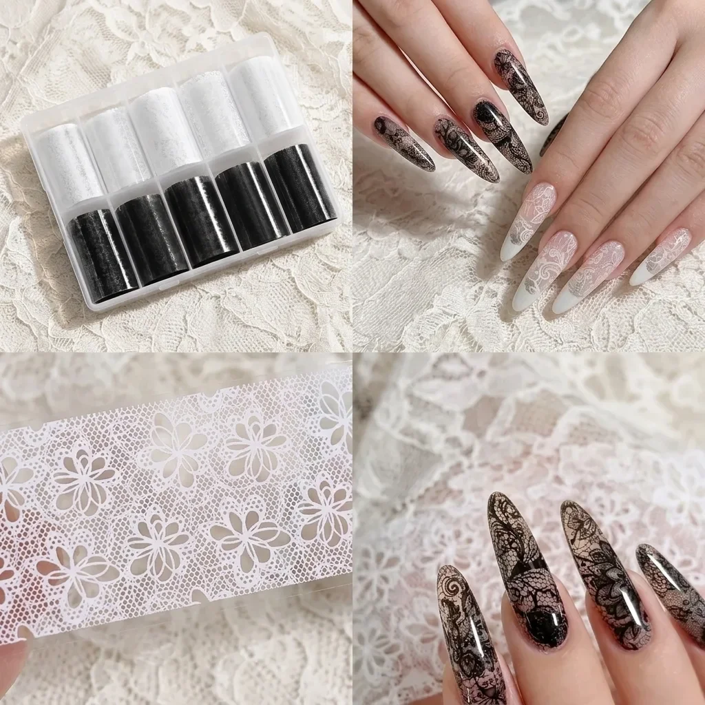 Nail Art Quotes - Vintage Lace Flower Nail Transfer Foil