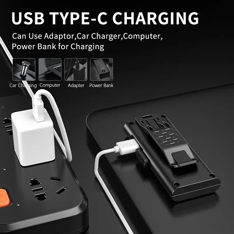 USB-C Rechargeable Mini EDC Portable Pocket COB Keychain Flashlight Night Running Hat Cap Clip Headlamp Side Work Light Torch