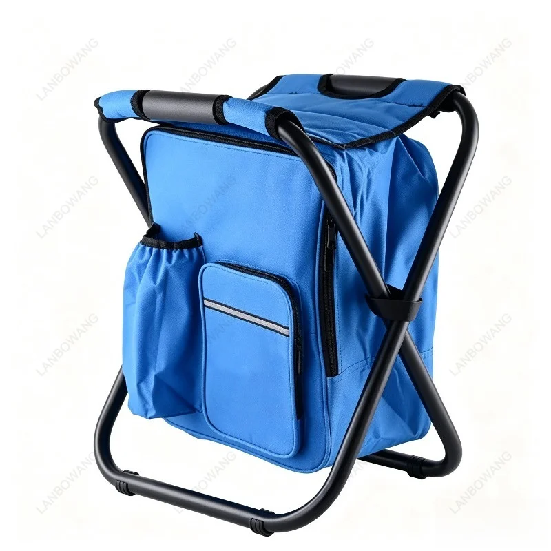 Multifunctional Portable Insulated Cooler Backpack Folding Stool Chair For Fishing Outdoor Camping