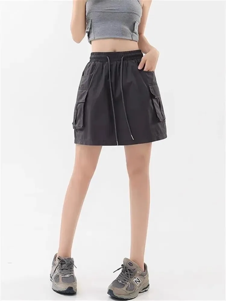 

plus Size American Workwear Skirt Women Summer Loose Slim High Waist Anti-Light A-Line Short Skirt Commute Korean Style