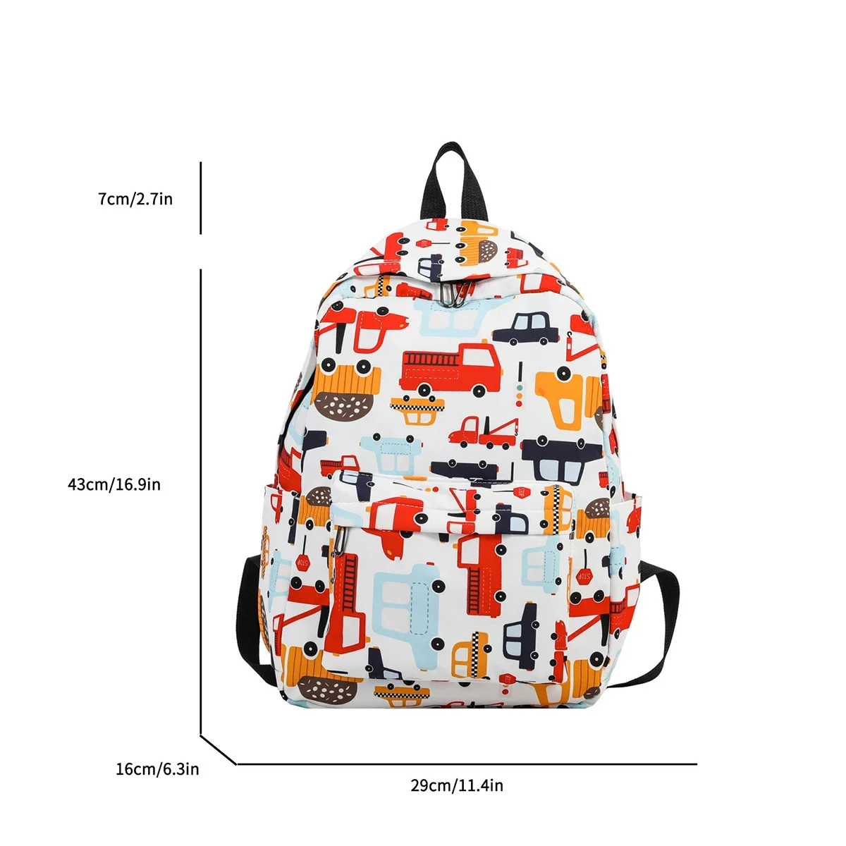 Lightweight Nylon School Backpack Cartoon Pattern Zipper Laptop Compartment Student Campus Bag