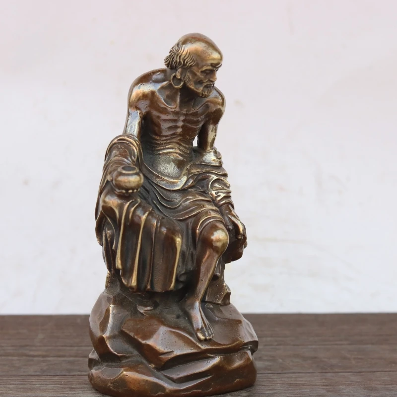 Bodhidharma Patriarch Contemplating and Enlightenment Bronze Statue Home Decoration Ornament