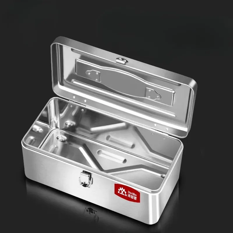 Stainless Steel Large Tool Box Electrician Maintenance Portable Multi-Function Tool Box Household Thickened Storage Tool Case