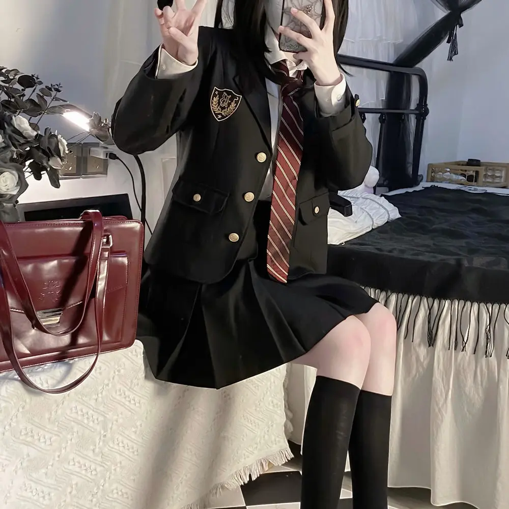 Genuine Japanese and Korean College Style JK Suit Jacket Autumn and Winter School Supply Sense Suit Set School Uniform Woman