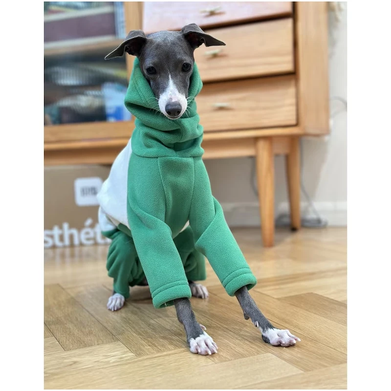 Italian Greyhound Whippet Lurcher Galgo Dog Clothing, Turtleneck Warm Fleece Dog Coat, Jammies, Pajamas, Jumpsuit