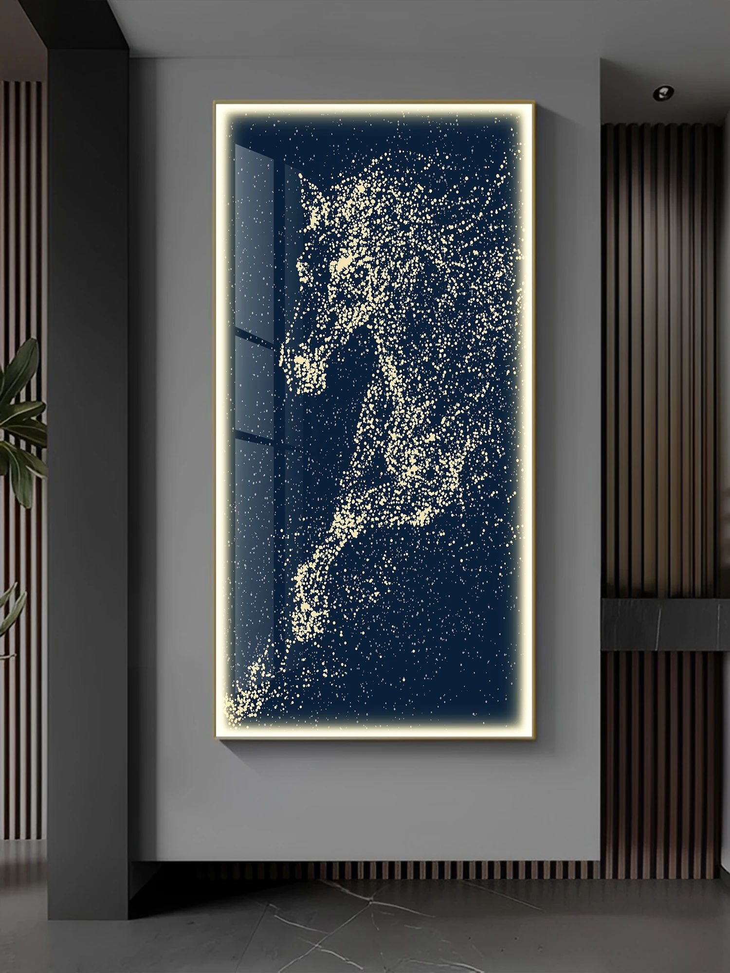 Horse Painting Entrance 2026 New Lamps Decoration Painting Vertical Version Simple Modern And Luxurious With Lights